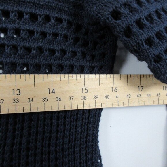 Club Monaco Open Knit Sweater Top Women S Crochet Black Cotton Blend Luxury 276 - Picture 9 of 11